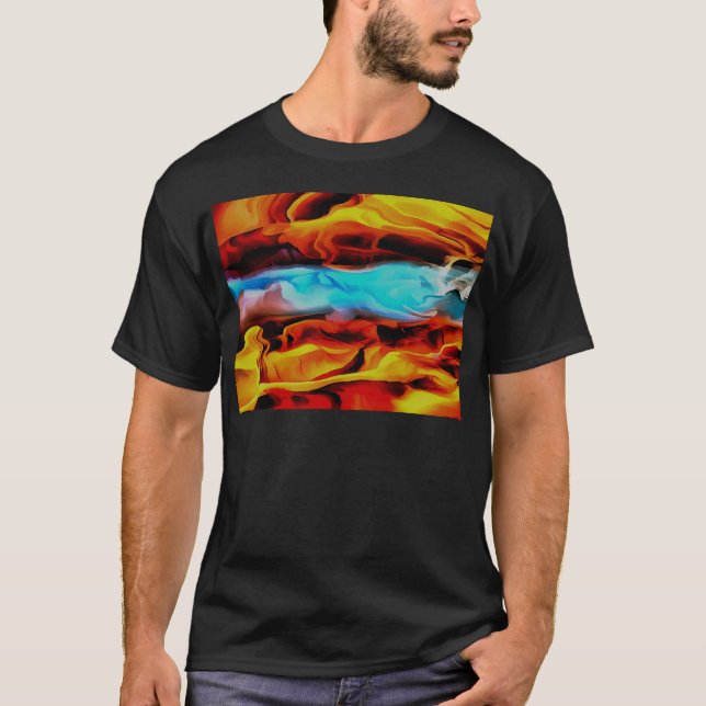 Hot And Cold Elements Acrylic Pour Abstract  T-Shirt (Front)