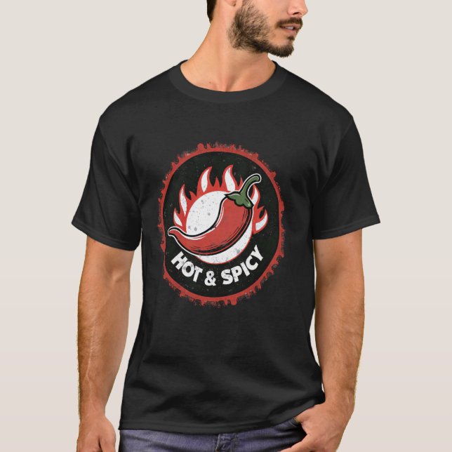 Hot and Spicy Funny Chilli Pepper Design T-Shirt (Front)