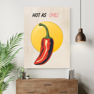 Hot as Chili Retro Kitchen Funny Poster