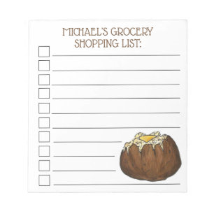 Hot Baked Idaho Potato Personalised Grocery List Notepad