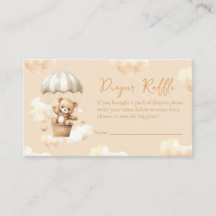 Hot Ballon Teddy Neutral Diaper Raffle Enclosure Card