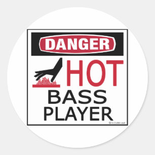 Hot Bass Player Classic Round Sticker