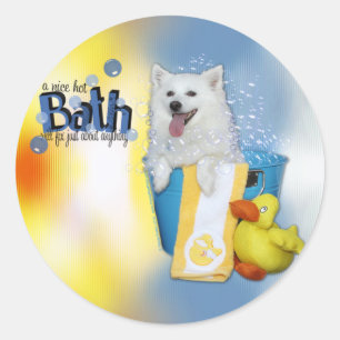 Hot Bath - American Eskimo - Maya Classic Round Sticker