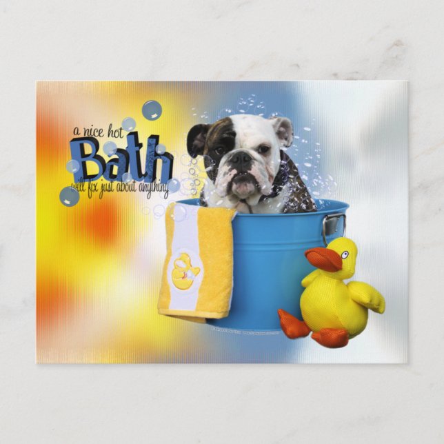 Hot Bath - English Bulldog - Delilah Postcard (Front)