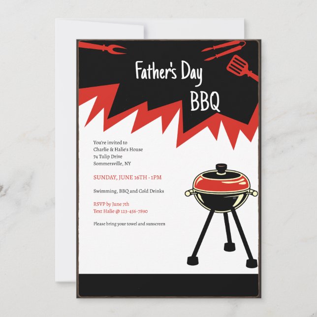 Hot BBQ Grill Invitation (Front)