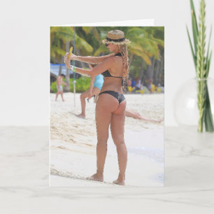 HOT BIG BOTTOMED BEACH GIRL BIRTHDAY CARD FOR HIM