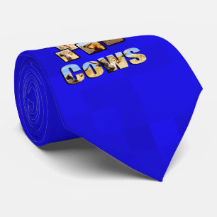 Hot Blue Highland Cow Design, Tie