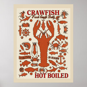 Hot Boiled Crawfish Sign