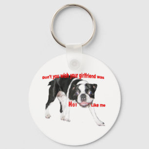 Hot Boston Terrier Key Ring