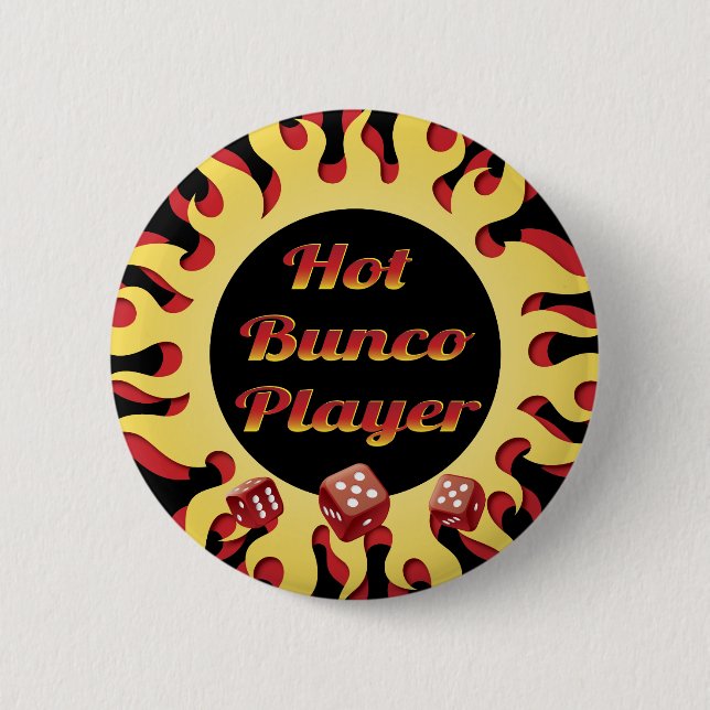 hot bunco player 6 cm round badge (Front)