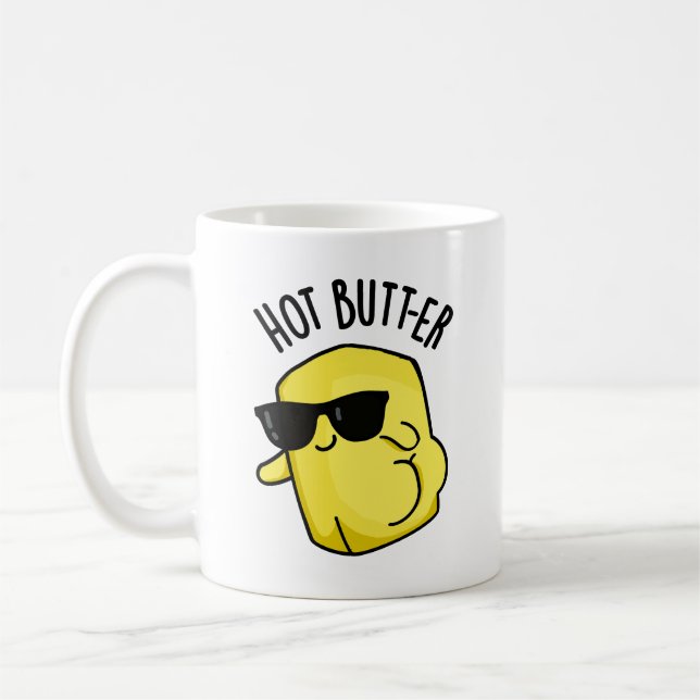Hot Butter Funny Food Pun  Coffee Mug (Left)