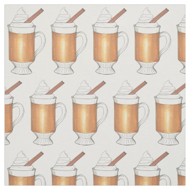 Hot Buttered Rum Christmas Winter Holiday Drinks Fabric (Swatch)