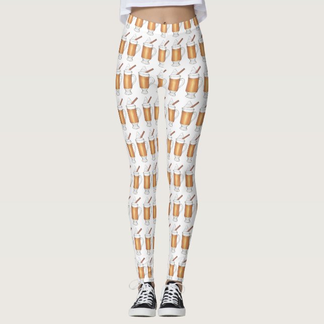 Hot Buttered Rum Holiday Drinks Christmas Beverage Leggings (Front)
