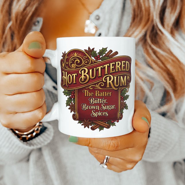 Hot Buttered Rum Vintage Recipe Label Coffee Mug (Creator Uploaded)