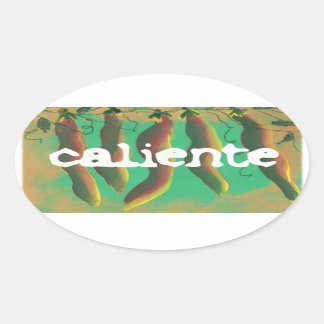 Hot Caliente Jalapeno Peppers Oval Sticker