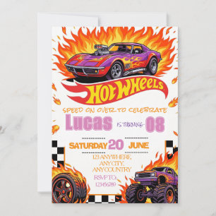 Hot Cars Birthday Invitation