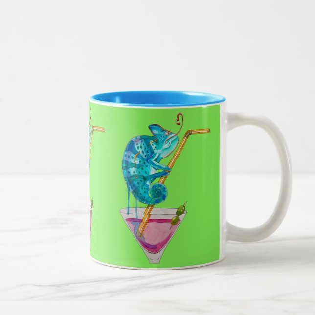 hot chameleon Two-Tone coffee mug (Right)