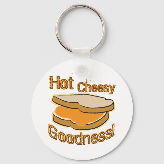 Hot Cheesy Goodness Grilled Cheese Sandwich Key Ring (Front)