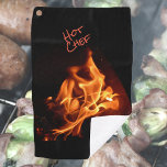 Hot Chef Blazing Flames Fire BBQ Grilling Towel<br><div class="desc">This towel with a blazing fire of bright orange flames on black is ideal for the Grilling and bbq chef in the family, for the Hot Chef It's Hot, It is a fun and humourous, but stylish towel with a photographic burning fire perfect for Father's day grilling. Personalise with his...</div>