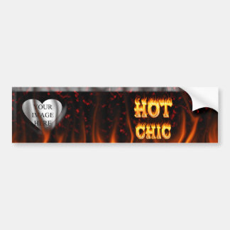 Hot Chic fire and red marble heart. Bumper Sticker