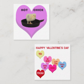 HOT CHICK Valentine's Critters Conversation Hearts Card