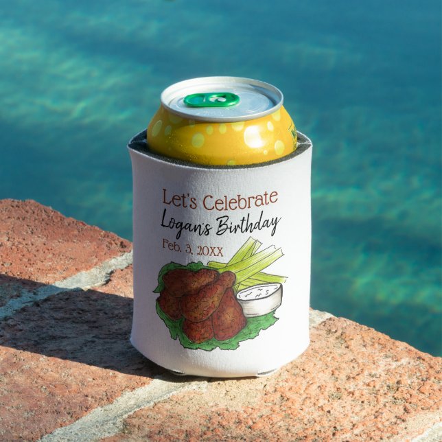 Hot Chicken Wings Let's Celebrate Birthday Party Can Cooler (In Situ Pool)