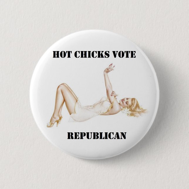 Hot Chicks Vote Republican - Romney Ryan Button (Front)