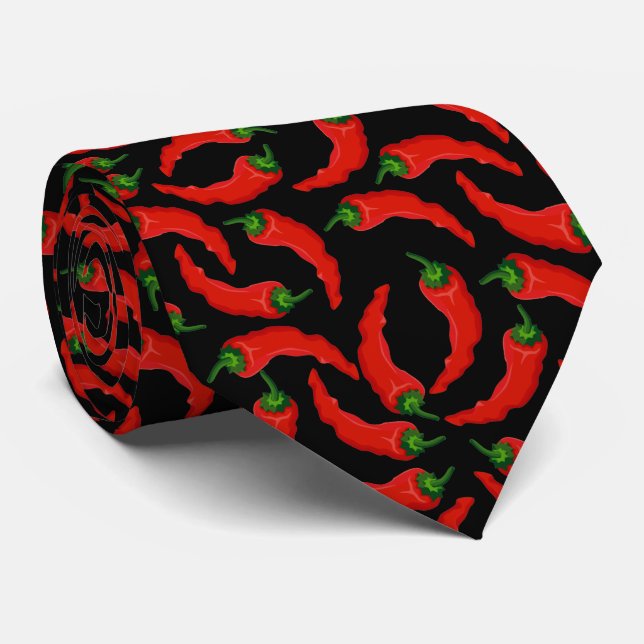 Hot Chili Peppers Pattern Tie (Rolled)