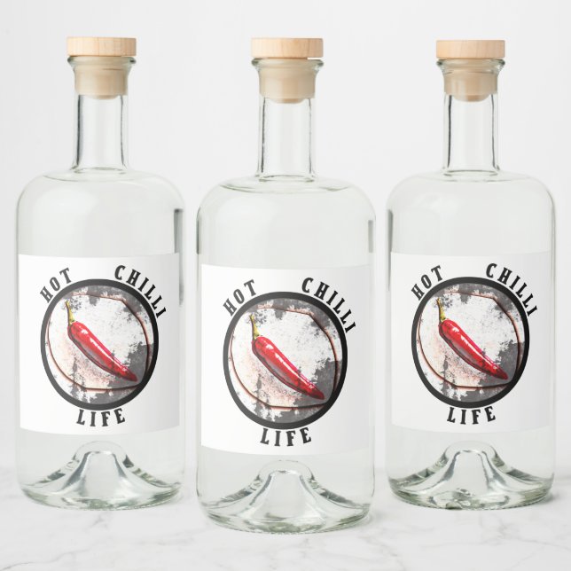 Hot chilli life  liquor bottle label (Bottles)