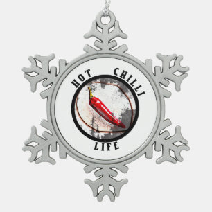 Hot chilli life  snowflake pewter christmas ornament