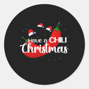 Hot Chilli Pepper Christmas Design, Unisex Classic Round Sticker