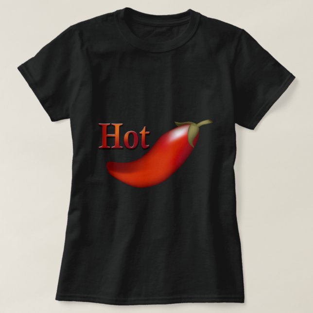 Hot Chilli Pepper Ladies Black T-shirt (Design Front)