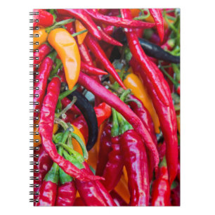 Hot Chilli Peppers At Farmers Market In Madison Spiral Notebook