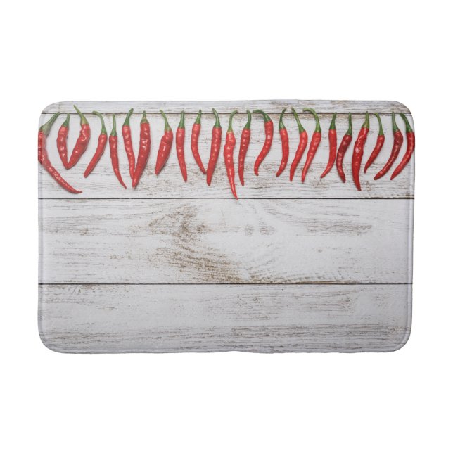 Hot Chilli Peppers Border Bath Mat (Front)