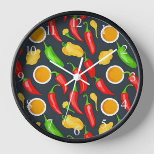 Hot Chilli Peppers Pattern Clock