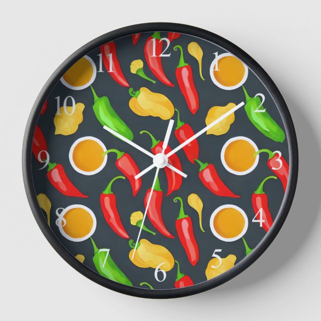 Hot Chilli Peppers Pattern Clock (Front)