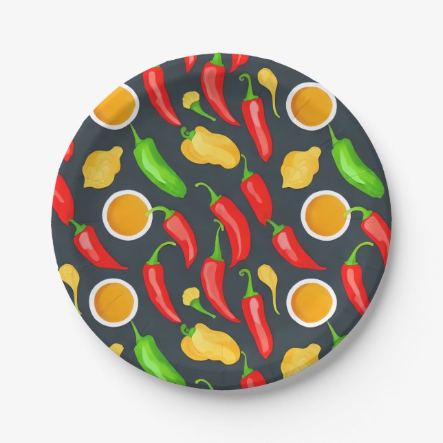 Hot Chilli Peppers Pattern Paper Plate (Front)