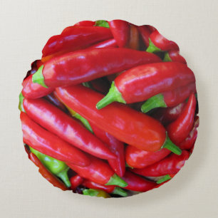 Hot Chilli Peppers Round Throw Pillow