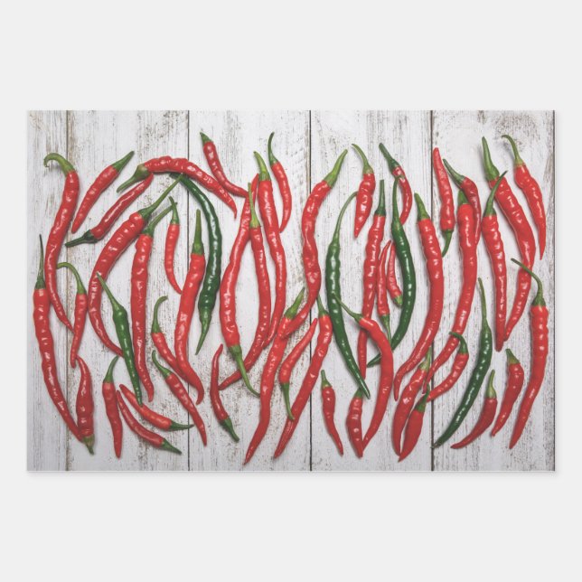 Hot Chilli Peppers Wrapping Paper Sheet (Front)