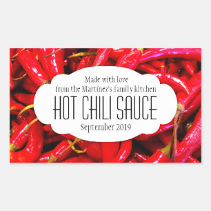 Hot chilli sauce or chilli food label sticker