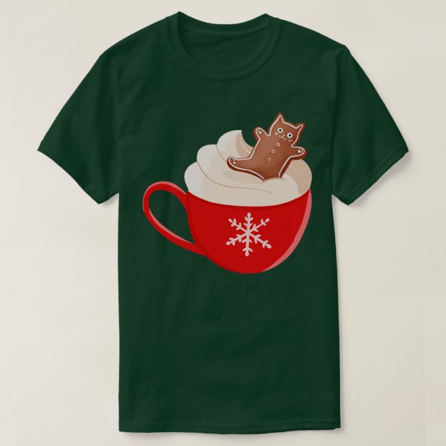 Hot Chocolate And Gingerbread Kitty  T-Shirt (Design Front)