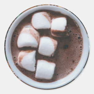 Hot chocolate and marshmallows cocoa classic round sticker