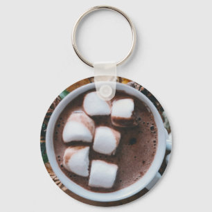 Hot chocolate and marshmallows cocoa key ring