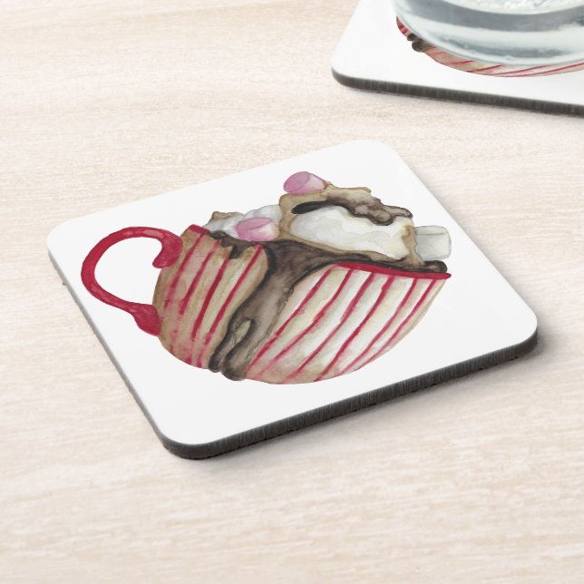 Hot chocolate and marshmallows cocoa sundae  coaster (Left Side)