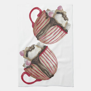 Hot chocolate and marshmallows cocoa sundae tea towel