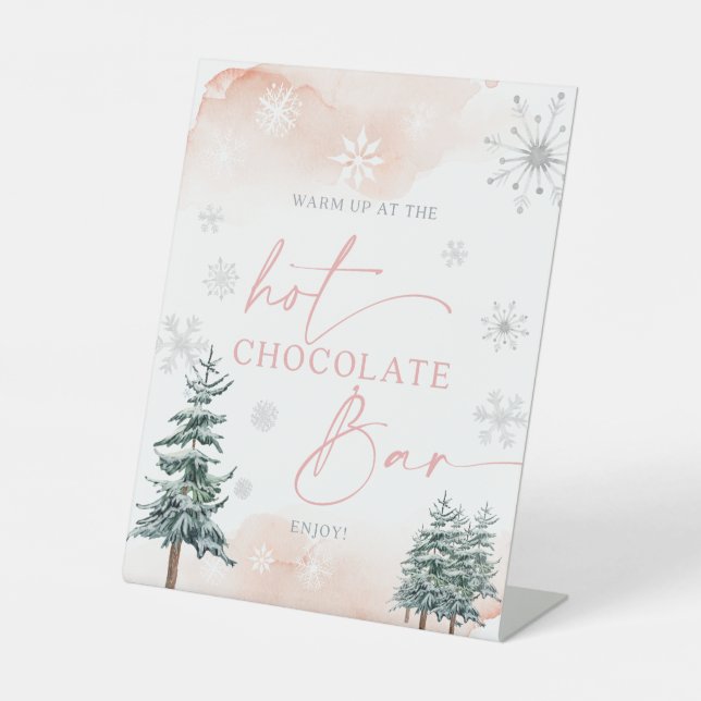 Hot Chocolate Bar blush winter wonderland sign (Front)