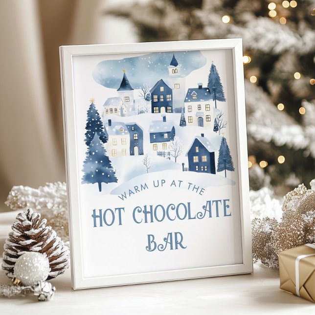 Hot Chocolate Bar Christmas village Baby Shower Poster (Creator Uploaded)