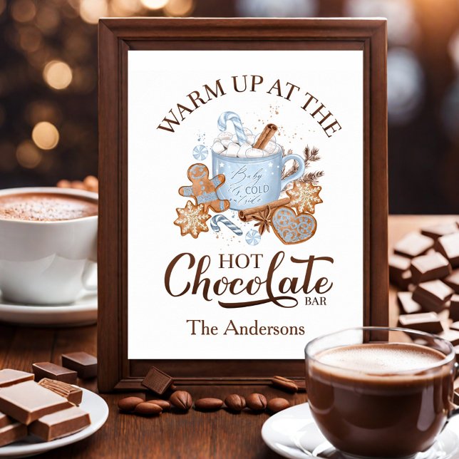 Hot Chocolate Bar Sign Blue Christmas Poster (Hot Chocolate Bar Sign Blue Christmas Poster)
