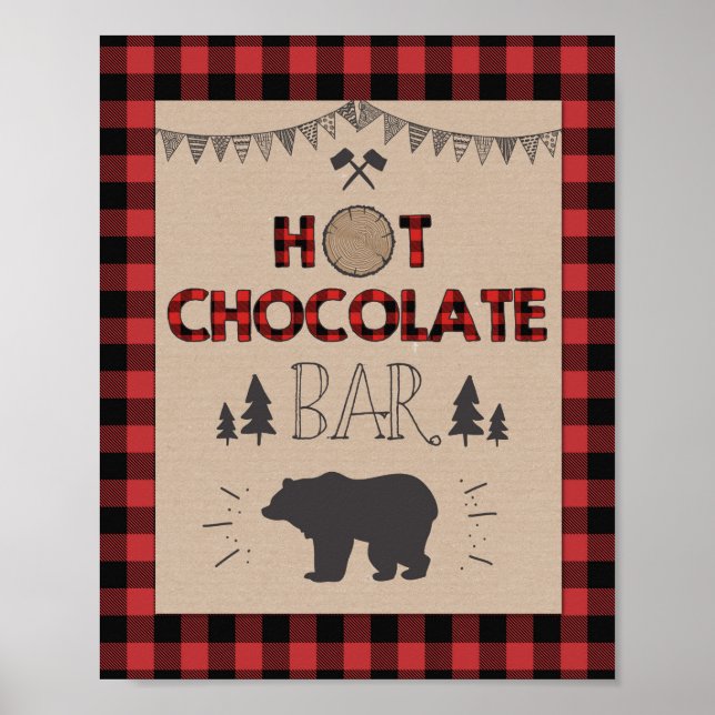 Hot chocolate Bar Sign Lumberjack Cocoa table sign (Front)