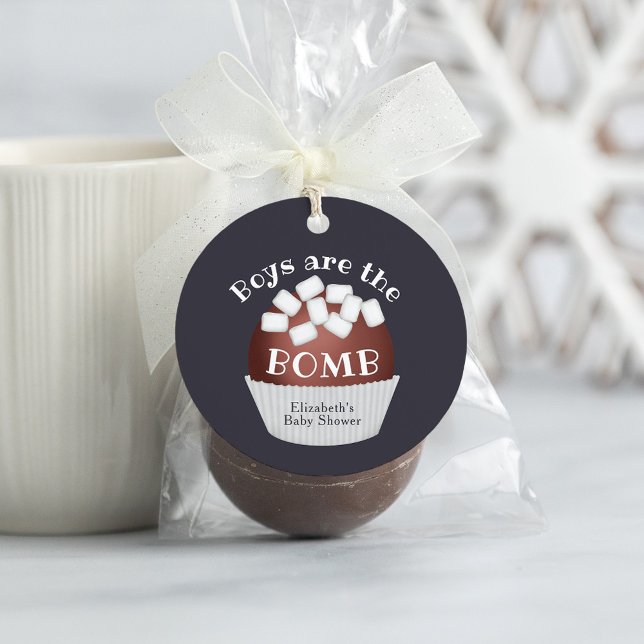 Hot Chocolate Bomb Boy Baby Shower Favour Tag (Creator Uploaded)